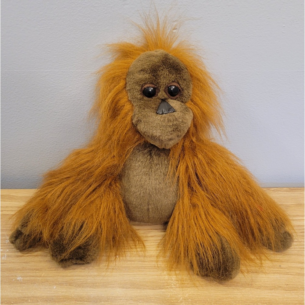 Vintage 1993 Play by Play Orangutan Plush 9" Stuffed Animal Orange Shaggy Toy